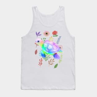 Colorful Floral Cute Sea Turtle . Tank Top